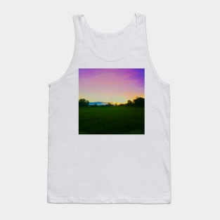 Rainbow Sky, Orange Sunset and Green Fields Tank Top